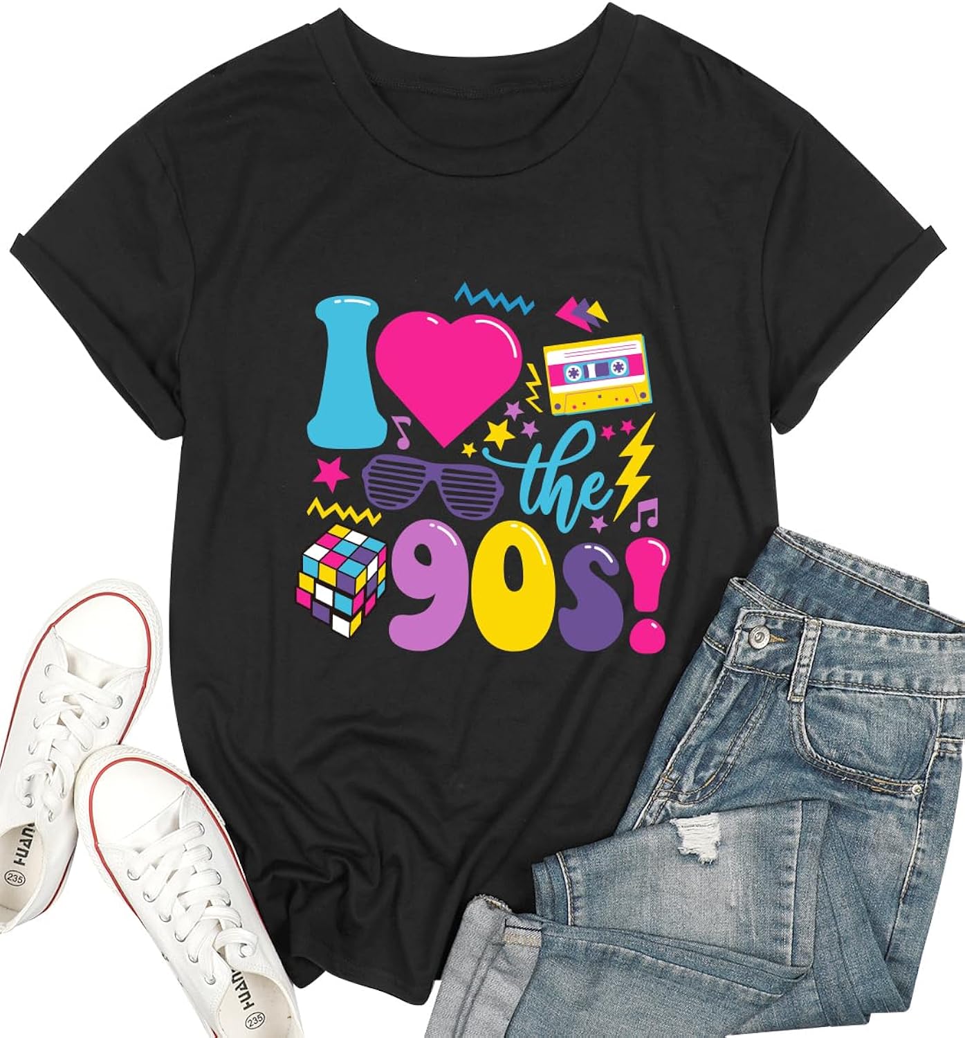 90s Shirts for Women I Love The 90S Tshirts for Girls 80s 90s Themed Style Outfit for Party Casual Short Sleeve Tops